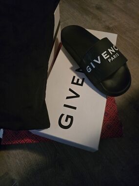Givenchy Black Slide Sandals with White Logo
